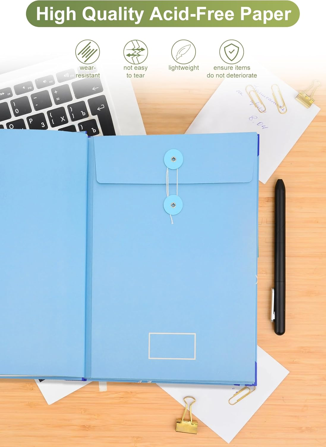 Gugxiom in Case I Go Missing Binder, Document Organizer Folio with Pockets & Labels, Paper Accordion File Organizer, for Classeur Important Document, Home School Office Supplies (Blue) image number 2