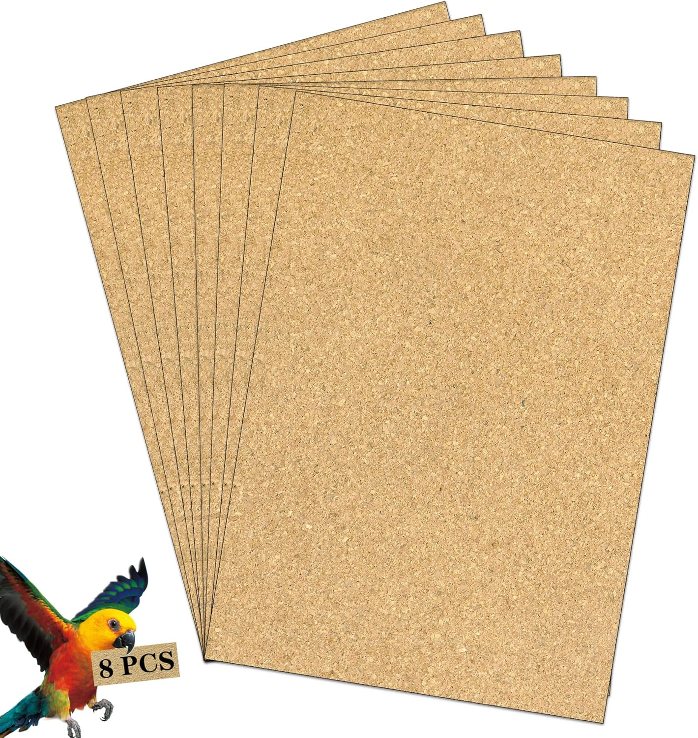 Gravel Paper for Bird Cage,Birdcage Liner Papers Cuttable Gravel Liner Sea Sand Paper Pet Animal Cages Cushion Great for Hard-Billed Birds Parrot | Clean Safe & Aids in Digestion (8 PCS - 17" X 11")