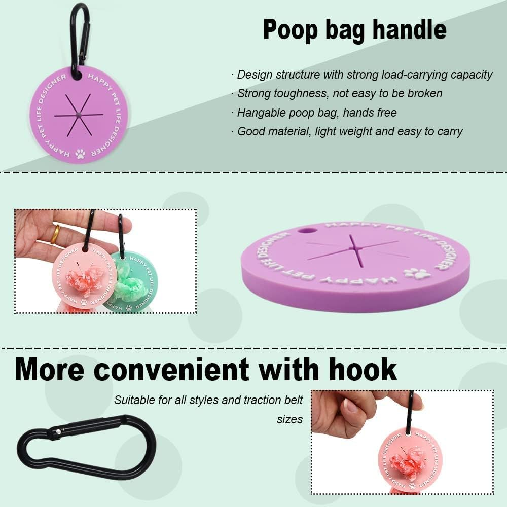 ZGWANSUI 5 Pack Dog Waste Carrier for Leash, Hand Free Poop Bag Holder, Leash Waste Bag Holder Carrier for Doggy Puppies Pet Walking Running Bicycle Accessory (Assort Colors) image number 5