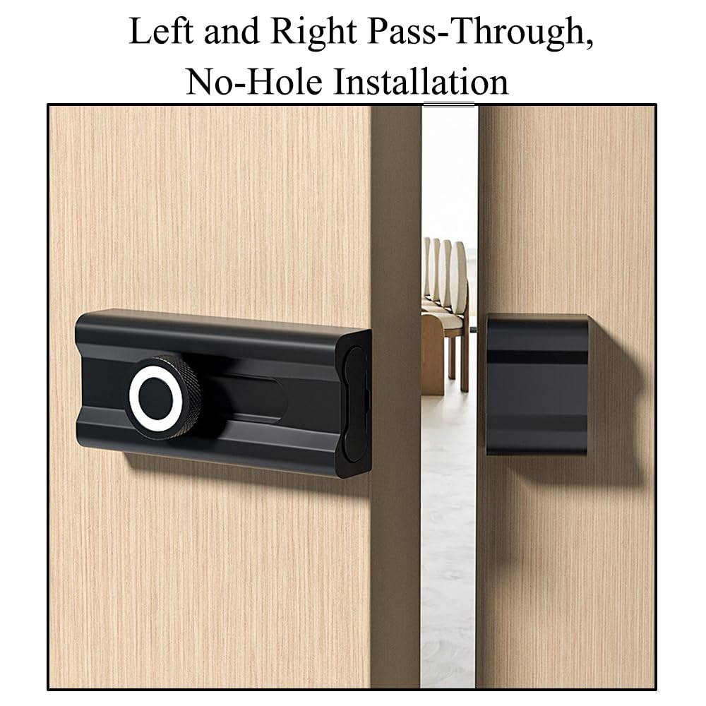 Door Bolt Locks 80Mm Aluminum Alloy Slide Bolt Latch Adhesive-Mounted Sliding Locks Home Safety Door Lock for Wood, Metal, Glass and More (Black) image number 4