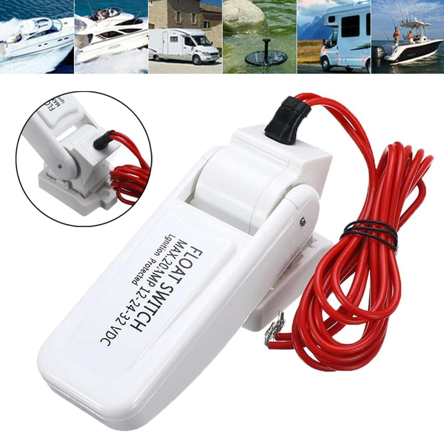 2X Bilge Pump Float Switch Automatic 12V 24V or 32V for Boat Yacht Caravan Camping Marine Fishing Water Pump Auto ON/OFF image number 5