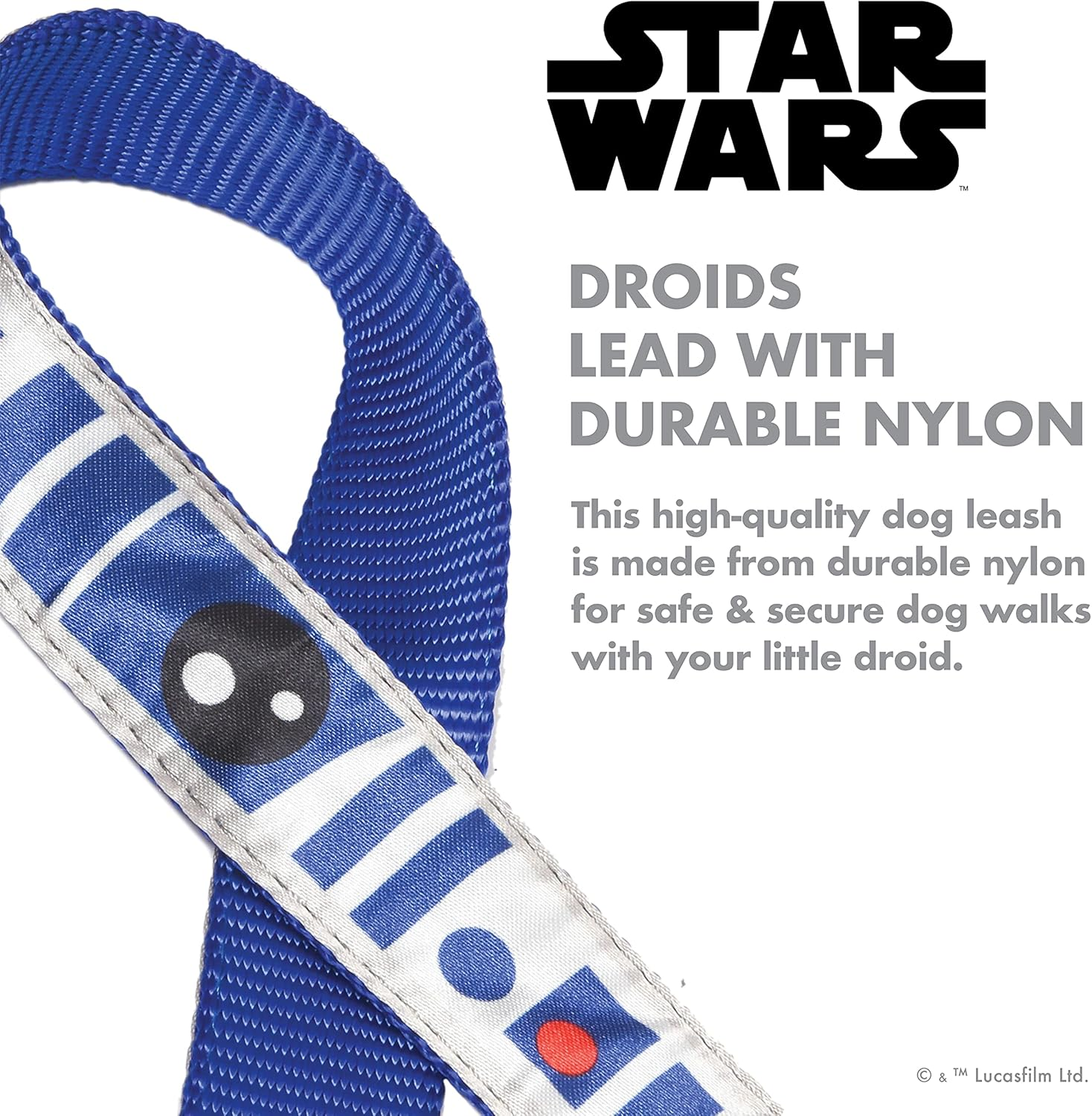 Star Wars for Pets R2D2 Droid 6 Foot Dog Leash | 6 Ft Dog Leash Easily Attaches to Any Dog Collar or Harness | R2D2 Blue Nylon Dog Leash 72 Inches for All Dogs,Multi,Ff16655 image number 4