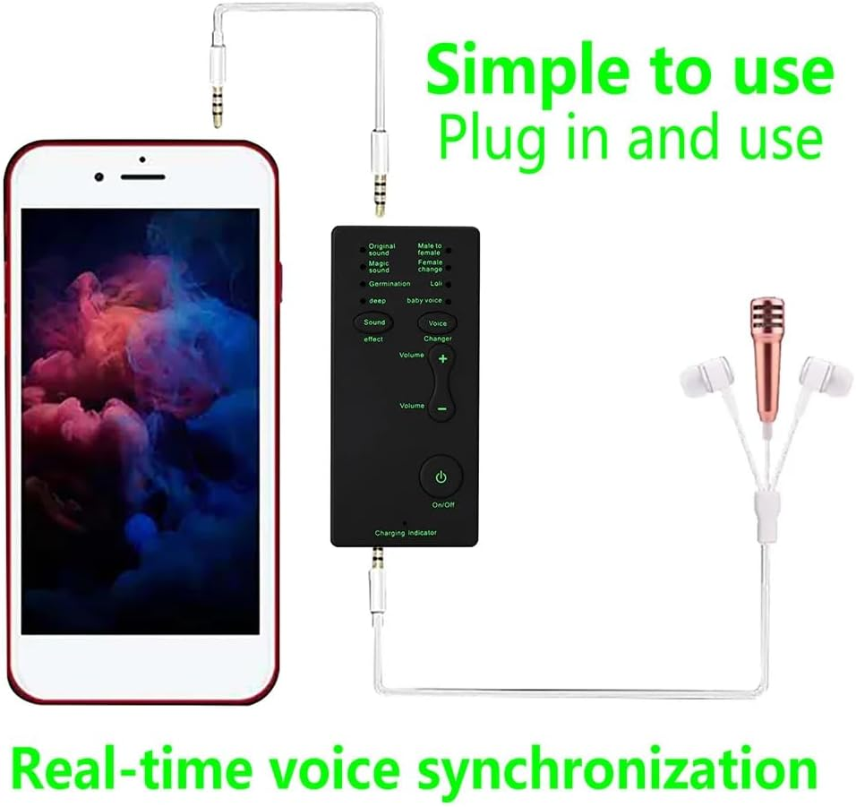 Voice Changer Disguiser, Mini Gaming Live Sound Card,Portable Sound Card Broadcast for for Mobile Phone Computer Laptop Mini Voice Changer Device image number 3