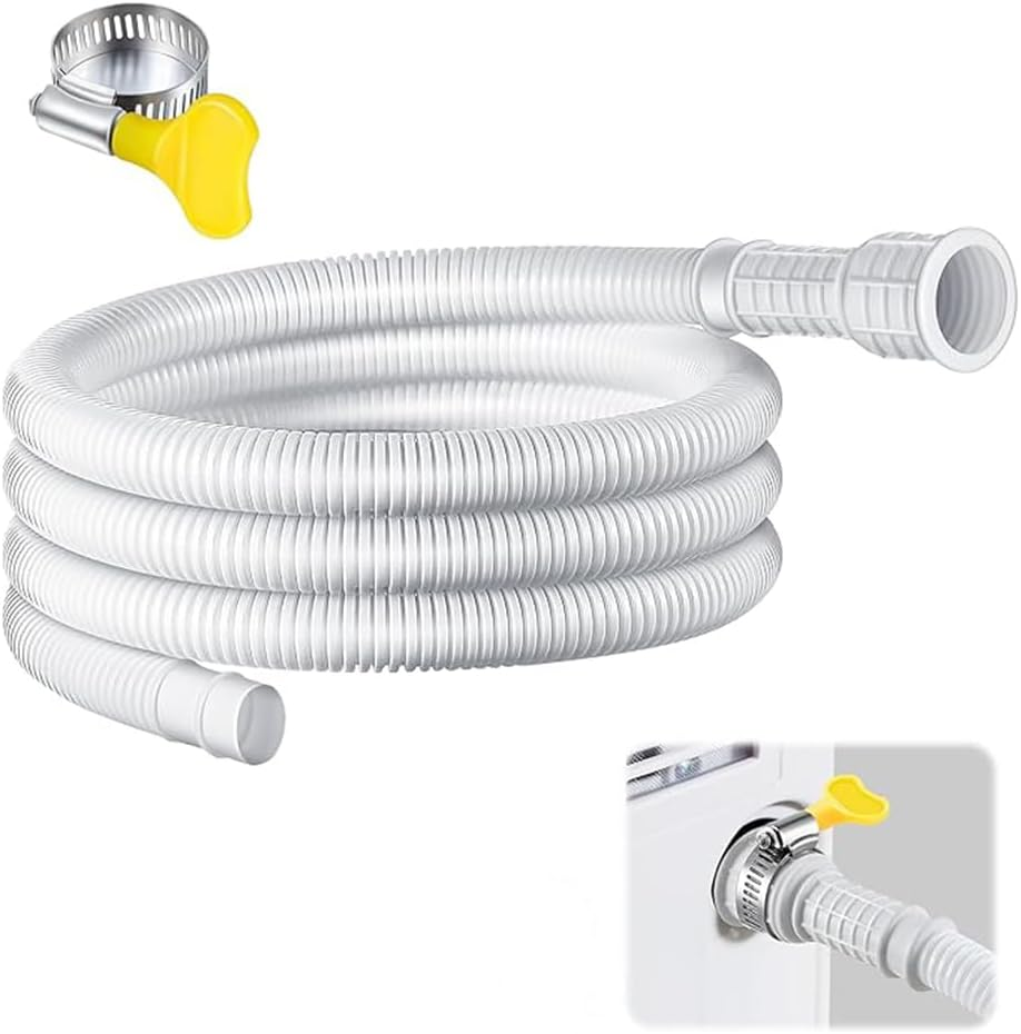 Universal Dehumidifier Drain Hose, 6.5 Feet, White, with Rubber Adapter and Connect Clamp image number 5