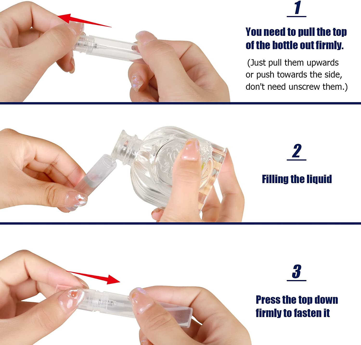 Mini Spray Bottle, 50 Pack 5Ml Mini Plastic Spray Bottle Empty, Fine Mist Refillable Mini Perfume Bottle, Perfume Atomizer, Small Sample Containers, Plastic Portable Travel Bottle, Clear image number 6