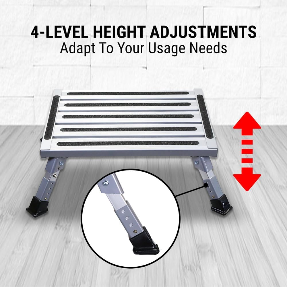 Folding Aluminium Step Stool 150Kg Caravan Ladder RV Trailer Height Adjustable image number 2