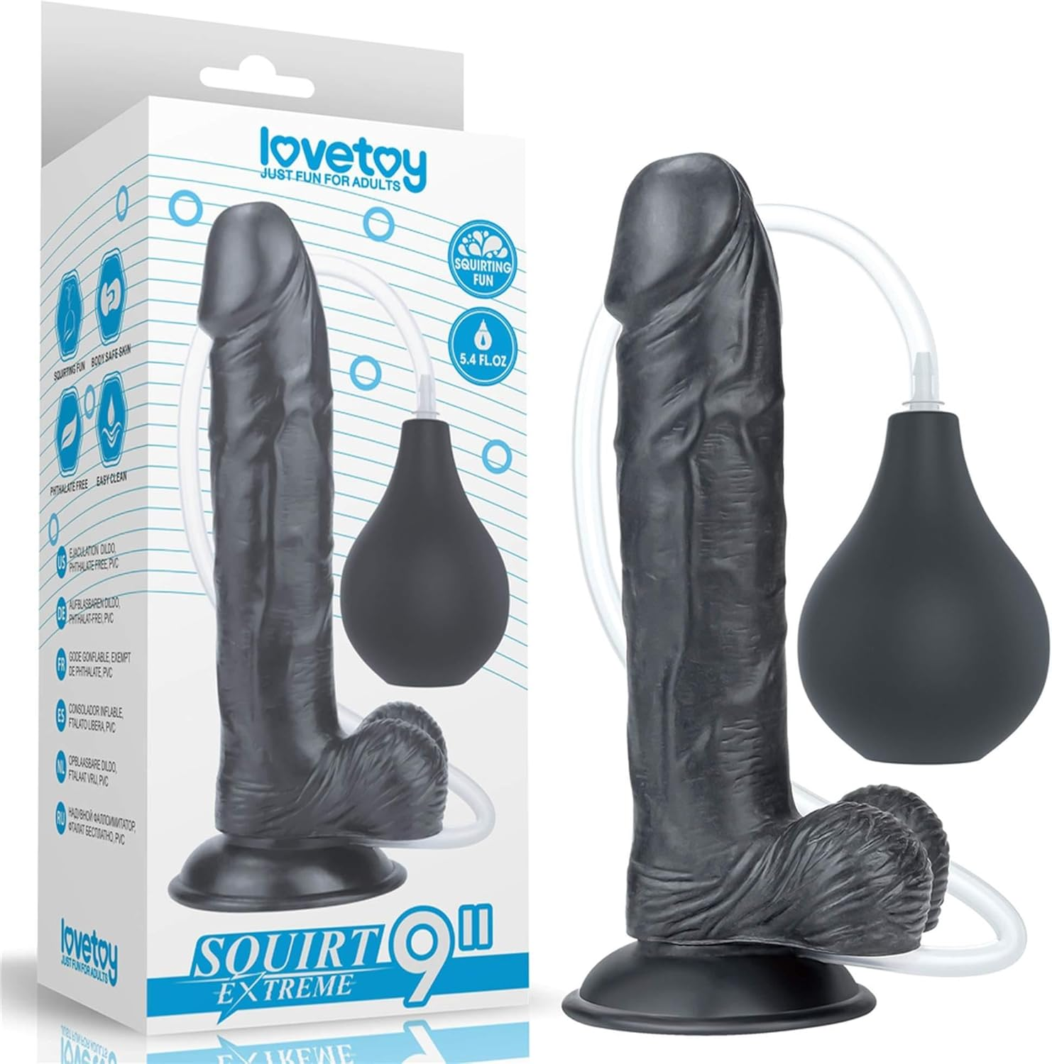 9'' Squirt Extreme Dildo (Black) image number 3