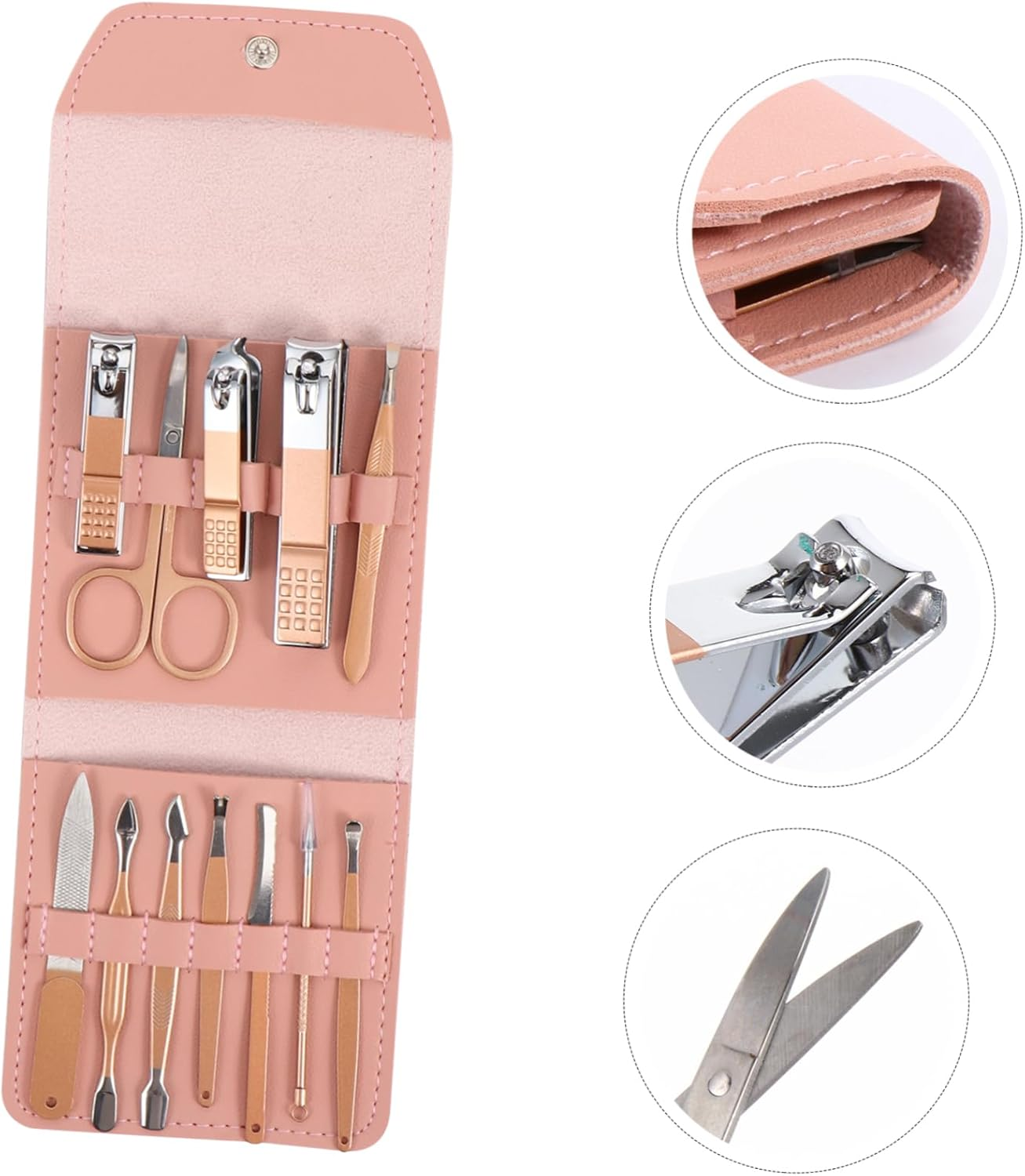 FOYTOKI Stainless Steel Nail Clipper Set Sturdy Manicure Tool Portable Grooming Kit Rose Gold Design for Home Use image number 6