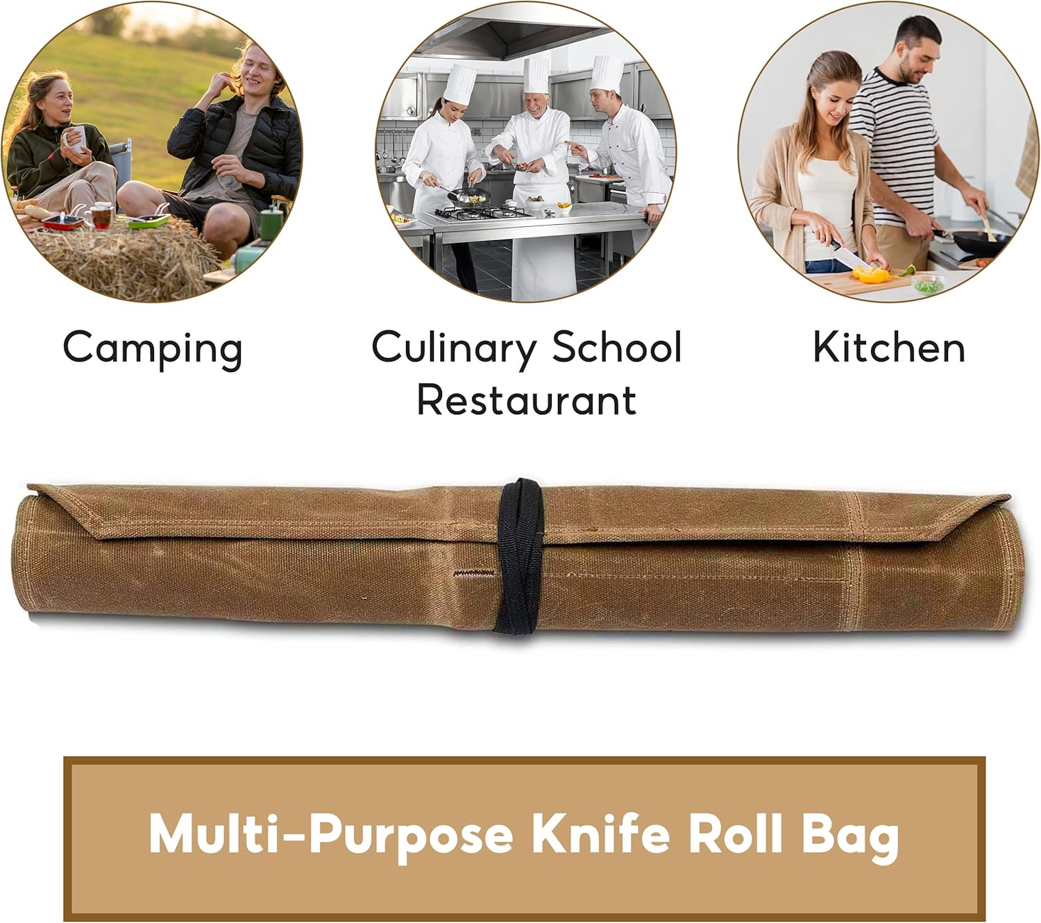 Yqsibth Knife Roll Bag, Waxed Canvas Knife Bag, 7 Slots Knife Cutlery Tool Roll Case Storage Bag Cutlery Tool Roll Chef Knife Bag Chefs Knife Roll Bag for Pro Chefs or Culinary Enthusiasts (Gray), image number 6