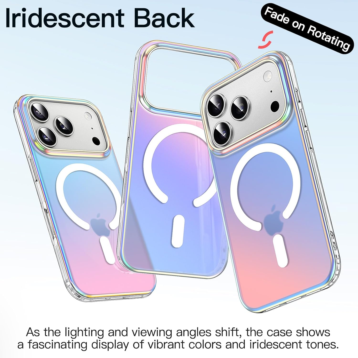 Jetech Iridescent Case for Iphone 17 Pro 6.3-Inch Compatible with Magsafe, Cute Unique and Aesthetic Design, Colorful Fluorescent Translucent Back Shockproof Phone Cover (Iridescent) - Iridescent Black image number 3