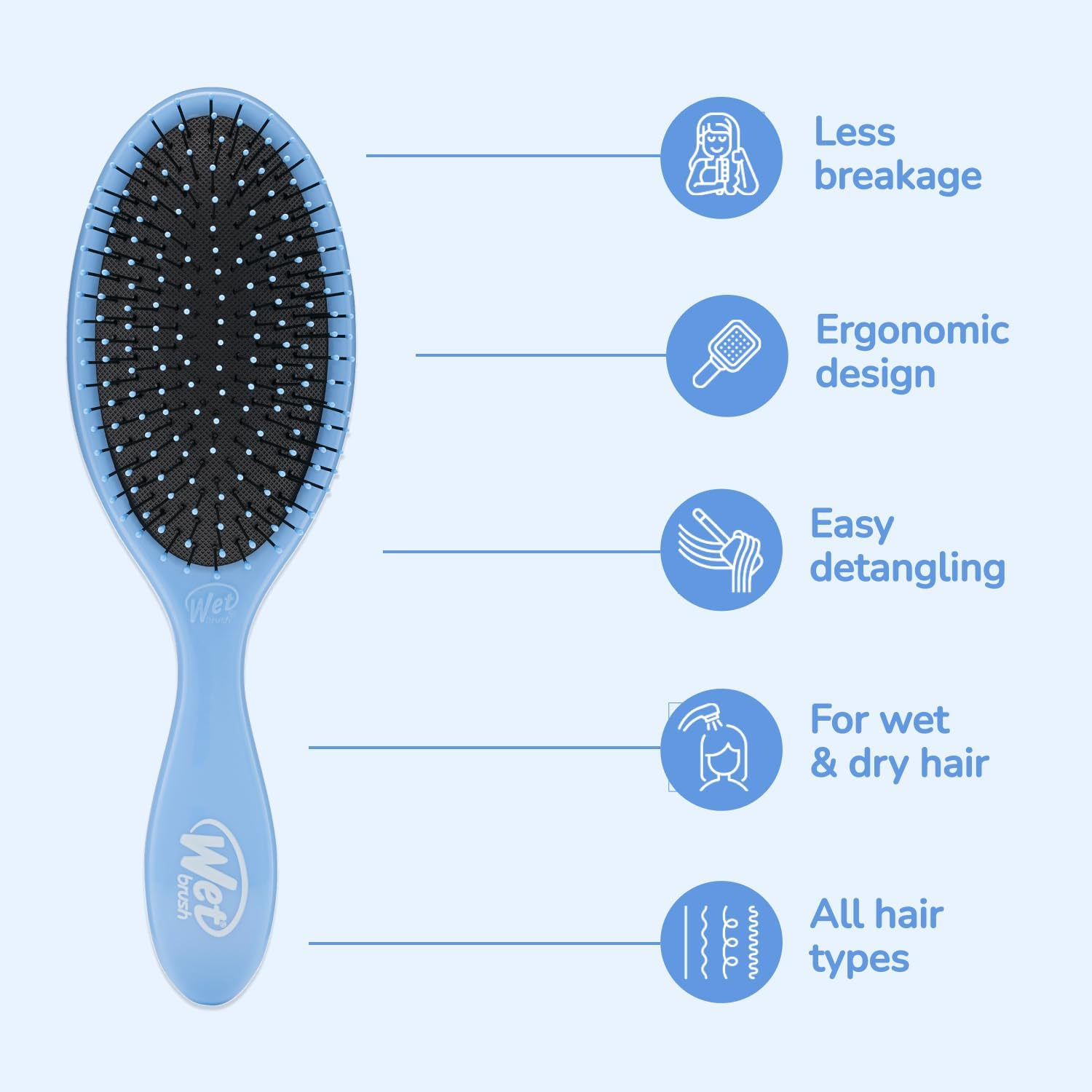 Wetbrush Detangler Hair Brush, Sky - Groovy Disco image number 2