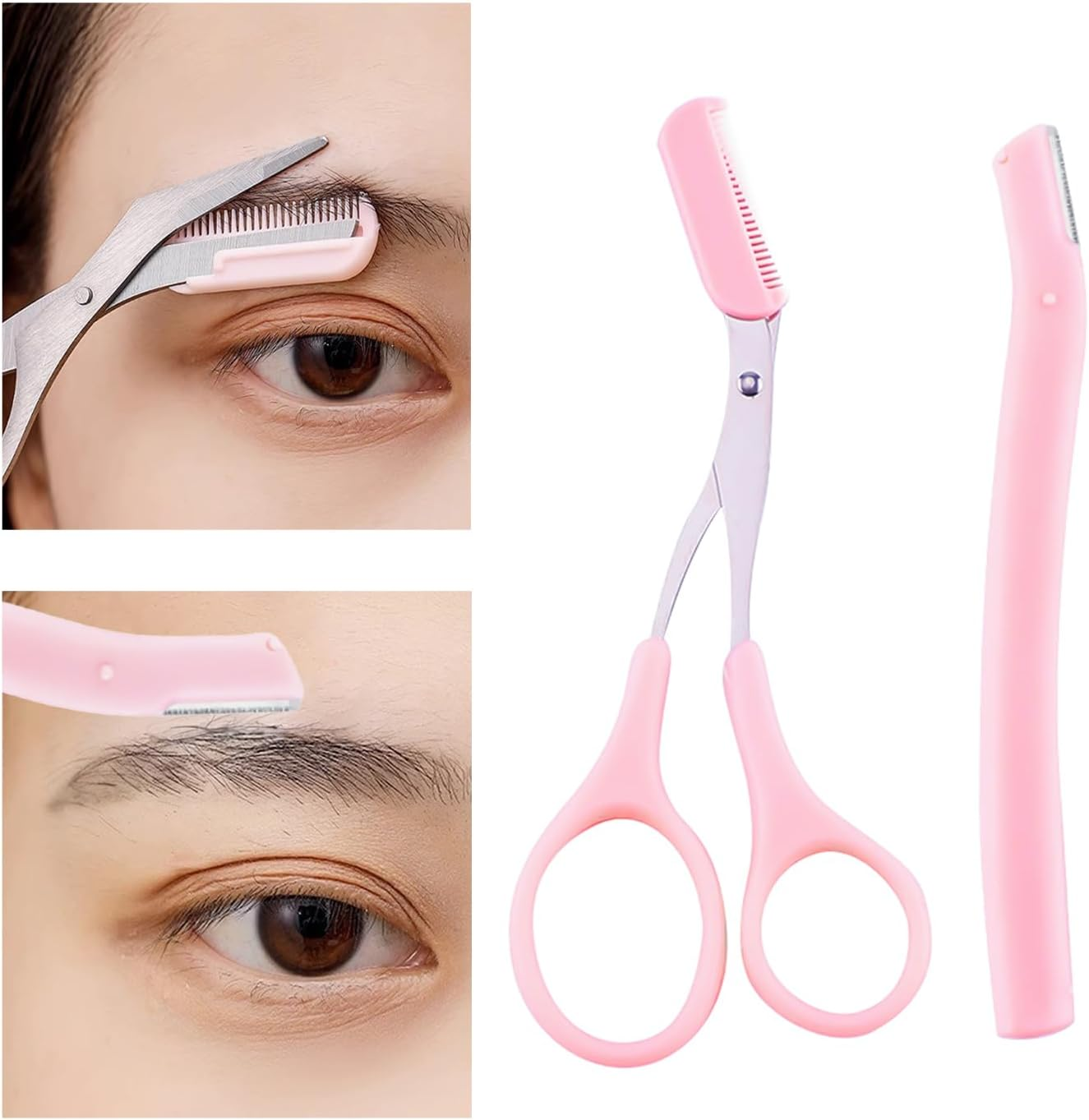 TORMEN Professional Eyebrow Grooming Kit, Eyebrow Scissors with Comb Eyebrow Razor Eyebrow Tweezers for Perfect Eyebrow Shaping, Face Hair Removal Tool for Men and Women(Pink) image number 6