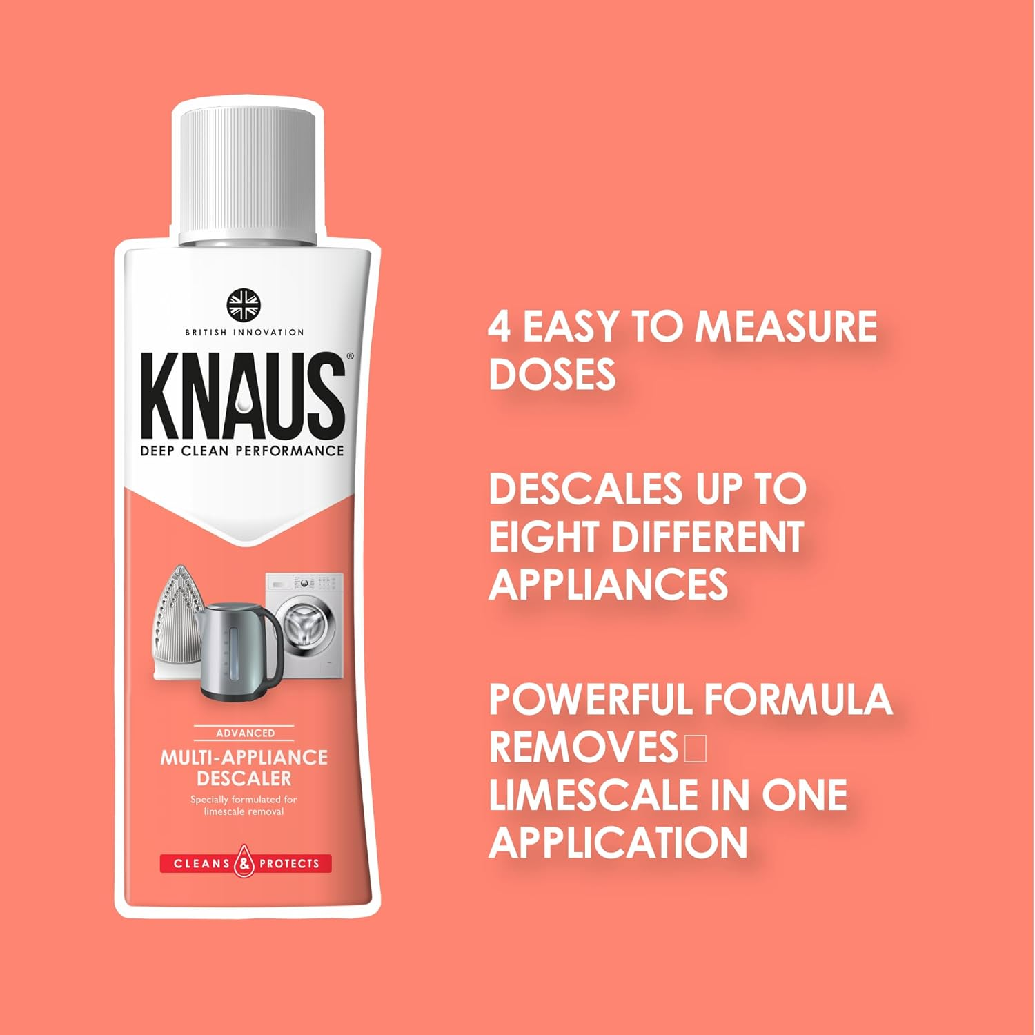 KNAUS Multi Appliance Descaler, 300G, 4 X Doses - High Performance Descaler & Limescale Remover - Suitable for Descaling Kettle, Iron, Coffee Machine, Washing Machine and Dishwasher image number 1