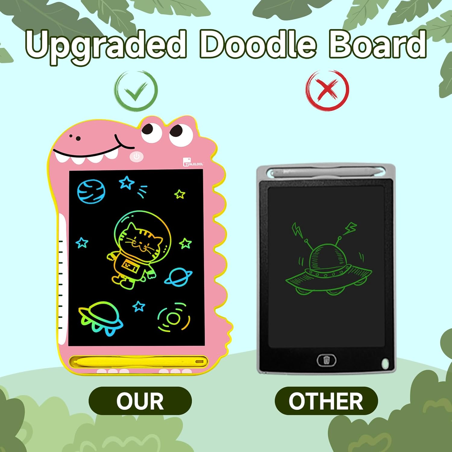 TUNJILOOL LCD Writing Tablet, 8.5 Inch Drawing Pad for Kids, Dinosaur Toys Doodle Board Travel Toys for 3 4 5 6 Year Old Boys Girls Toddlers Birthday Gifts - Pink image number 5