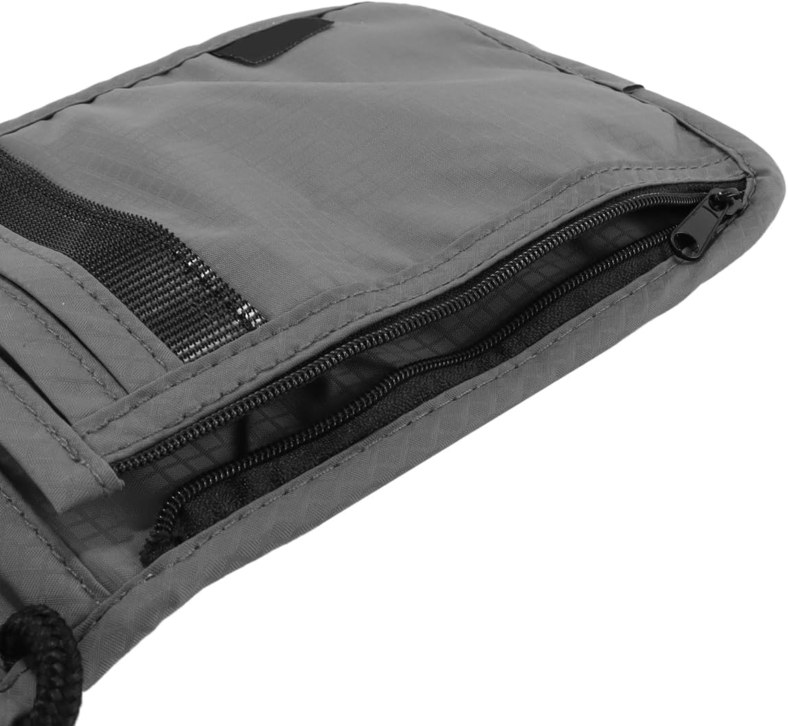 Travel Neck Pouch, Men'S Neck Pouch, for Passport, Cards, Cash, Phone, Hidden Money (Grey) image number 2
