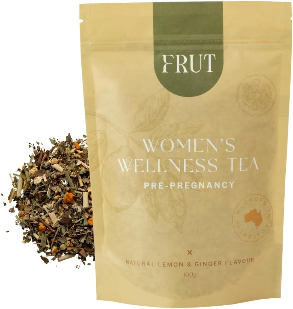 Fertility Tea | Organic Women&rsquo;S Wellness Pre-Pregnancy Herbal Tea | Natural Lemon & Ginger Flavour | Caffeine-Free Raspberry Leaf Blend | Supports Women&rsquo;S Reproductive System | 100G Loose Leaf