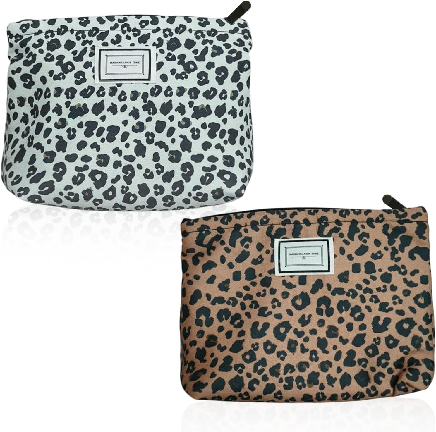 Pack of 2 Leopard Print Cosmetic Bag Toiletry Bag Small Cosmetic Bag with Zip Make up Bag Toiletry Bag Women for Girls Women
