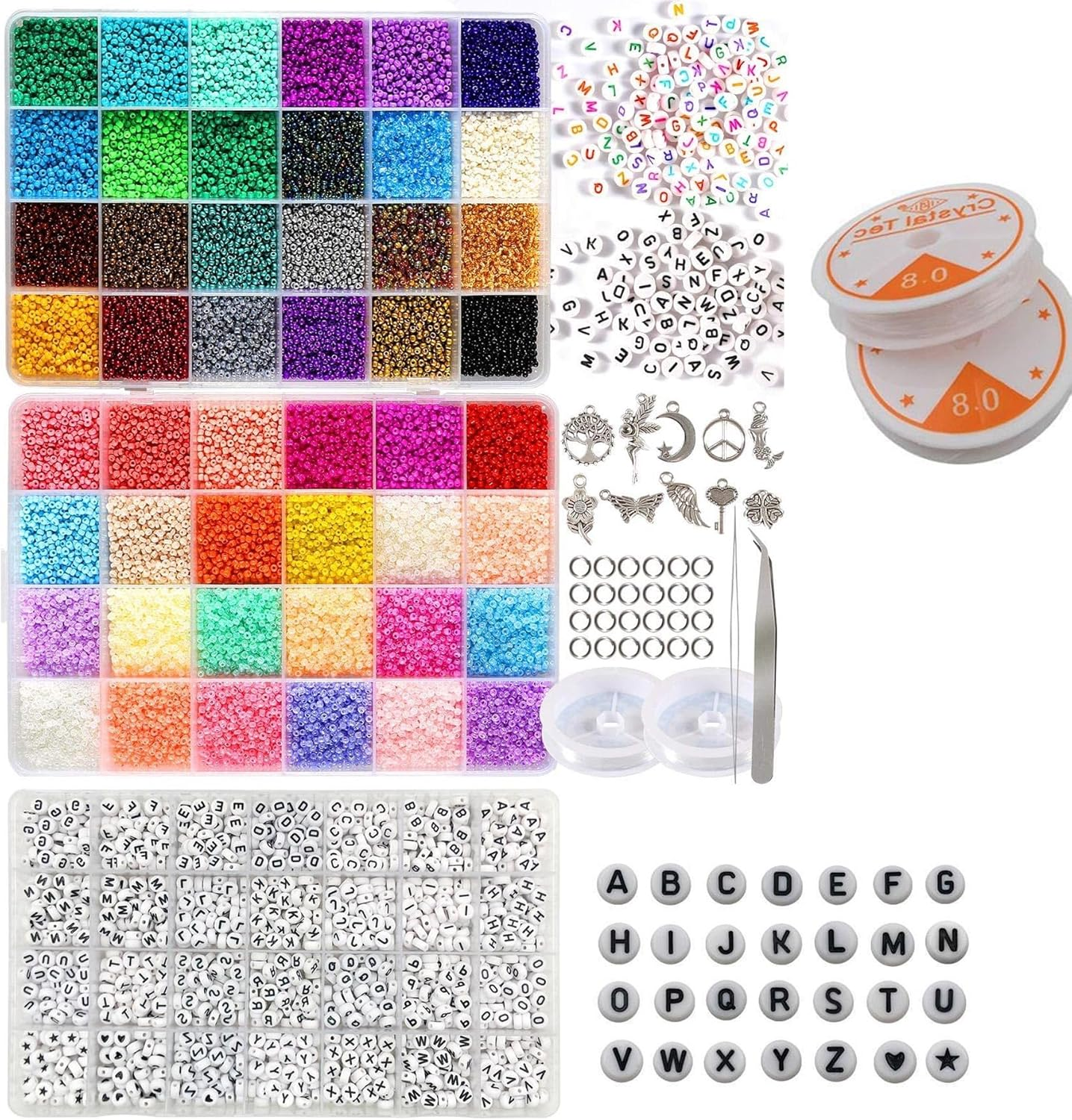36600Pcs Seed Beads for Jewelry Making Bracelets Making Kit 4Mm Glass Seed Beads DIY Set Preppy Polymer Heishi Beads for Jewelry Making with DIY Art Craft Kit (Colorful) image number 3