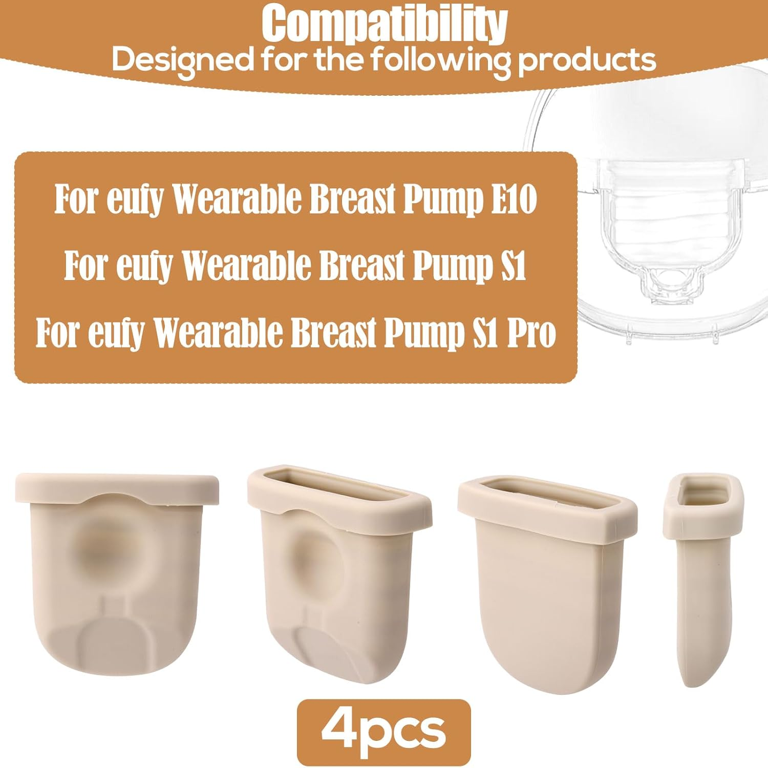 4Pcs Replacement Diaphragm for Eufy Wearable Breast Pump E10/S1/S1 Pro, Soft Silicone Breast Bump Parts Accessories image number 5