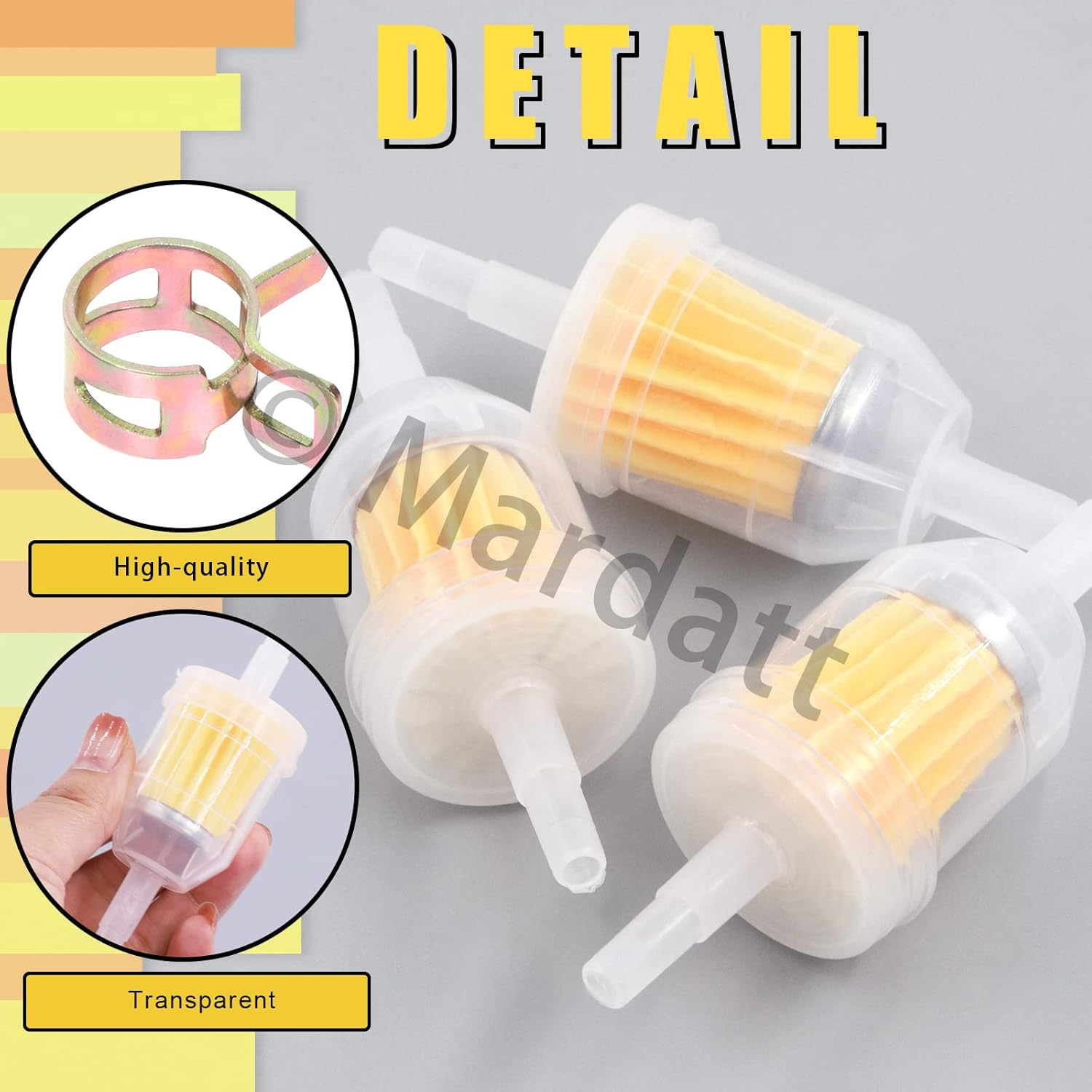 15PCS 1/4&rdquo; Fuel Line Set Includes 1/4 Inch 6.5 Feet Fuel Line, Gas Inline Fuel Filters and Hose Clamps for Automotive Boat Marine Small Engines image number 5