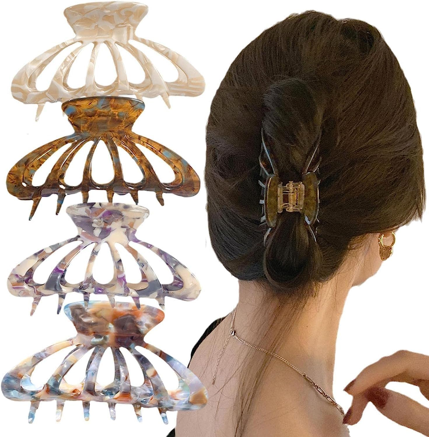 Large Hair Claw Clip for Women Thick Hair Tortoise Shell Cellulose Acetate Strong Claw Hair Hair Jaw Hold for Curly Long