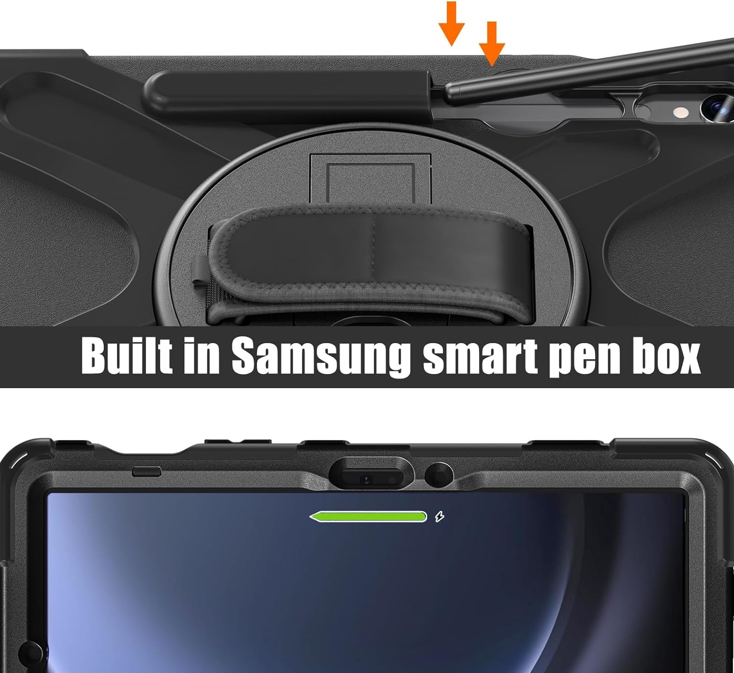 Zenrich Rugged Case for Samsung Galaxy Tab S10 plus / S9 FE+ / S9 plus 12.4 Inch 5G 2024/2023, Shockproof S8+/S7 FE/S7+ Tablet Case with Rotating Stand Pen Holder Hand Strap Shoulder Belt, Black image number 2