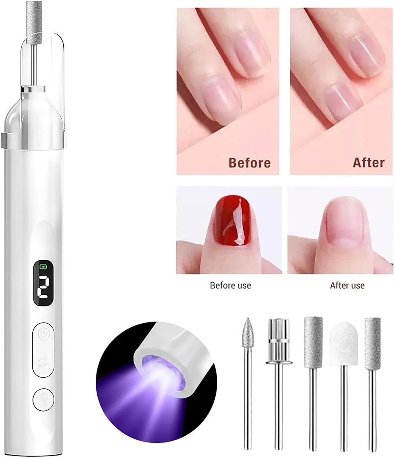 Cordless Electric Nail File Drill Set Manicure Pedicure Tools, Thick Toenail Grinder image number 1