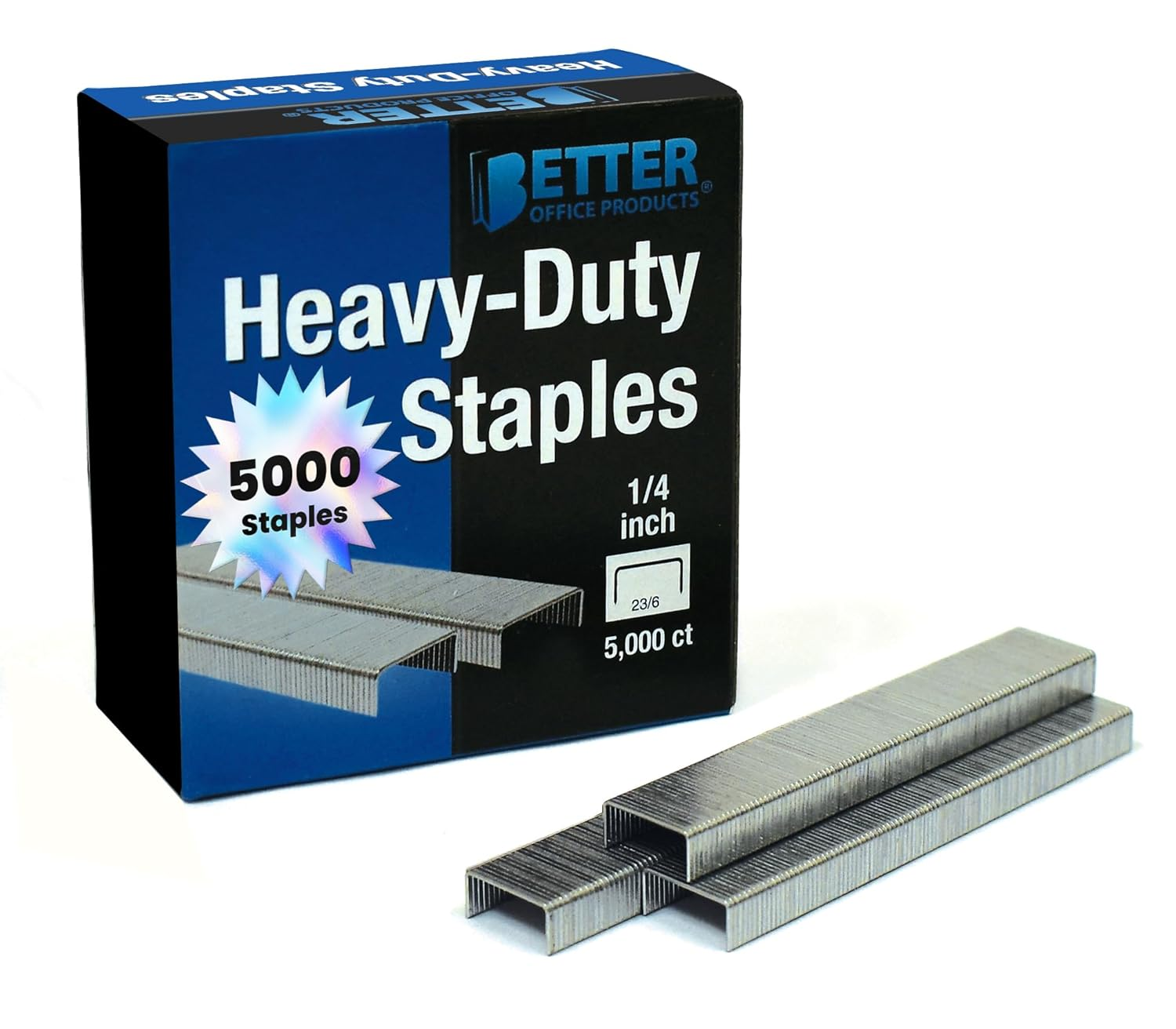 Better Office Products 5,000 Count Heavy Duty Staples, 23/6, 1/4-Inch Staples, Chisel Point Tips, High Capacity image number 2