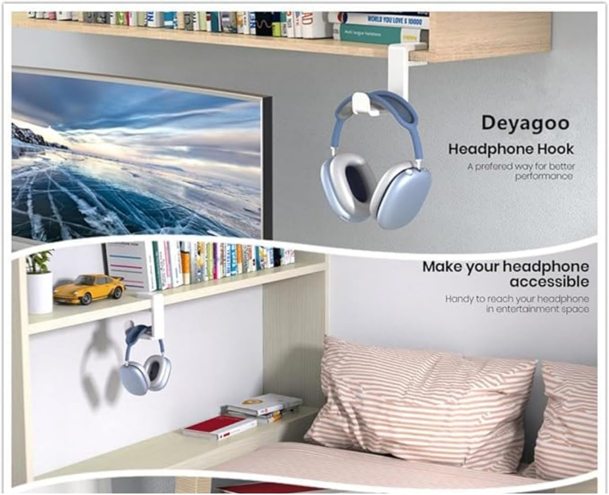 RJDJDLXM 360-Degree Rotating Computer Headset Suspension Stand，With Cable Storage Clip Included,Gaming Headset Holder, Make the Gaming Area or Office Area More Neat and Clean. (White) image number 4