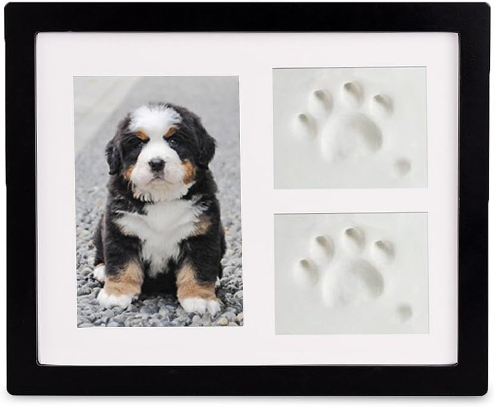 Dog Paw Tattoo Paw Print Set Dog Picture Frame - Rabbit Dog Animal Paw 3D Paw Print, Moulded Foam without Plaster for Animals, Photo Frame Paw Print Rabbit Cat (Black)