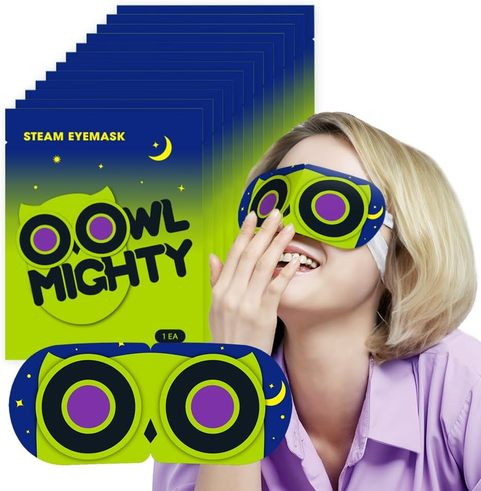 Oowl Mighty Steam Eye Mask for Dry Eyes, Self Heating Eye Compression for Stress Relief, Disposable Eye Mask for Relaxation, Travel Home Office Gifts, 12 Packs, Unscented image number 3