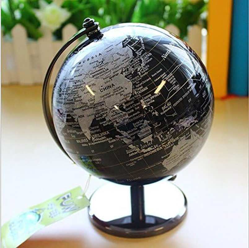 5 Inch Diameter Black SEA Vintage World Globe Antique Decorative Desktop Geographic Globe Rotating Earth Geography Globe Educational Globe Kids Gift image number 1