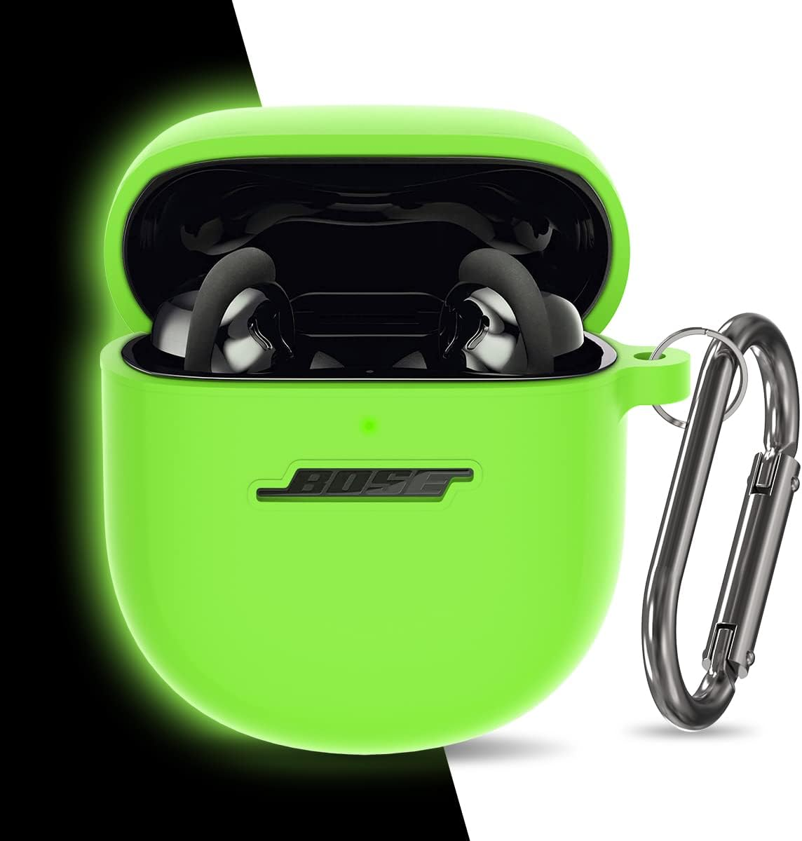 Bose Quietcomfort Earbuds II and Ultra Silicone Case (2022-2023) - Shockproof Protective Cover for Men and Women with Keychain (Black)