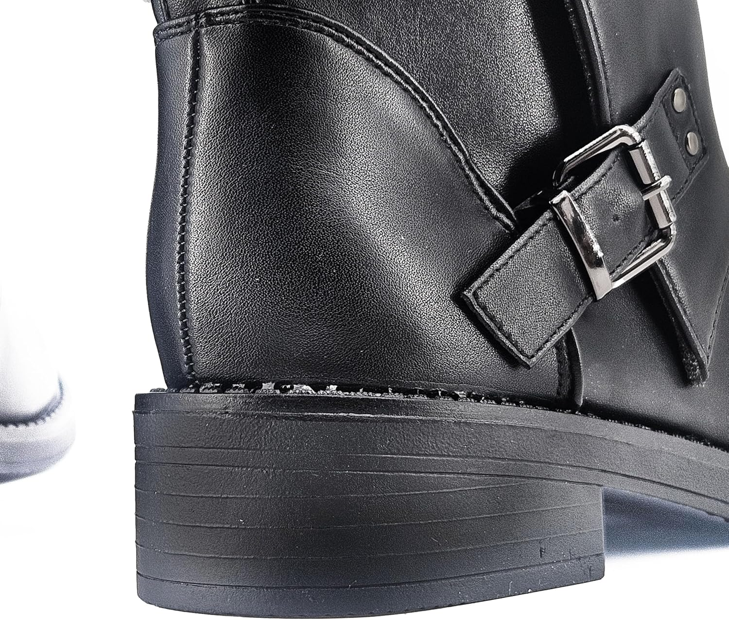 JOMIX Women'S Biker Fashion Side Buckle Ankle Boots Faux Leather Zipper Casual Chic image number 2