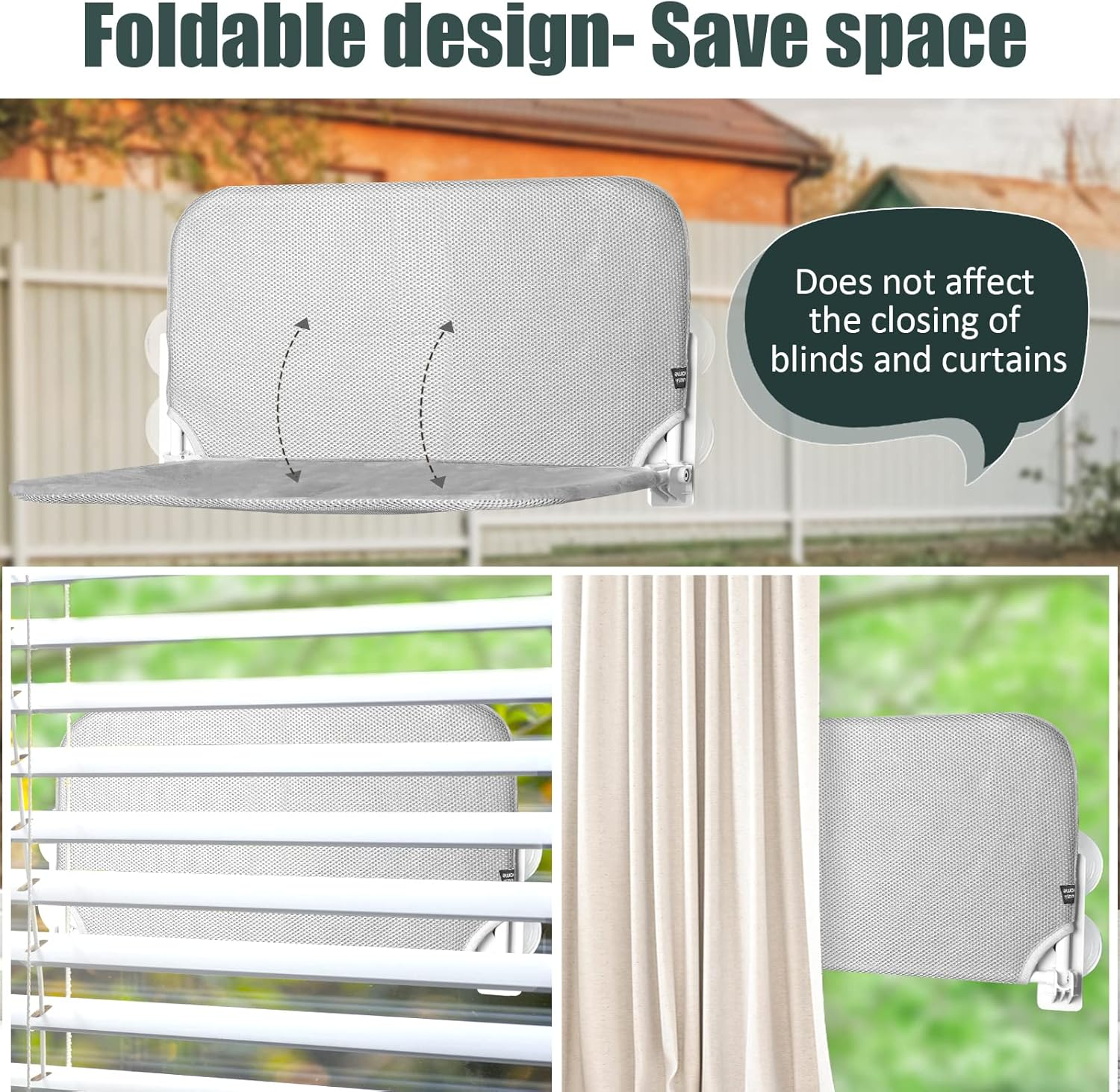 GUUSII HOME Window Lounger for Cats, Hammock, Window Seats, Cat Bed, Window, Foldable Cat Hammock, Window Hammock, Cat Lounger, Cat Hammock with Strong Suction Cups (Grey, M) image number 5