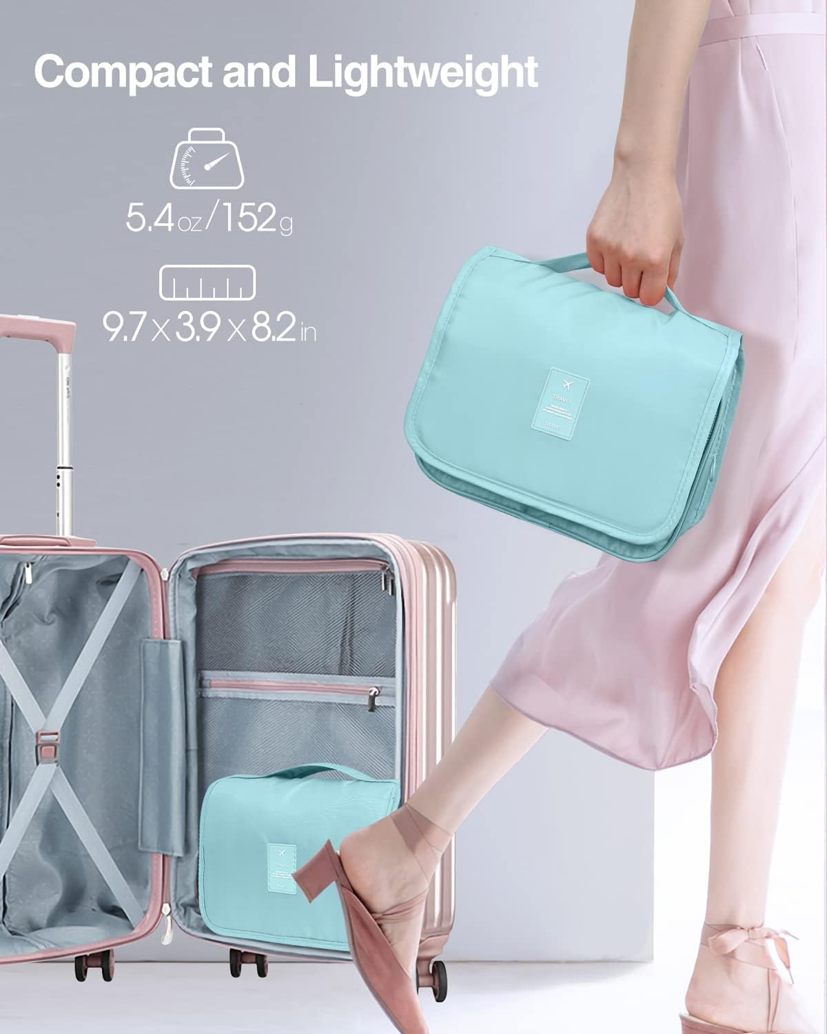 Luxtude Small Toiletry Bag for Women, Water-Resistant Hanging Toiletry Bag for Traveling, Portable Toiletry Travel Organizer for Toiletries, Cosmetics, Bathroom image number 1