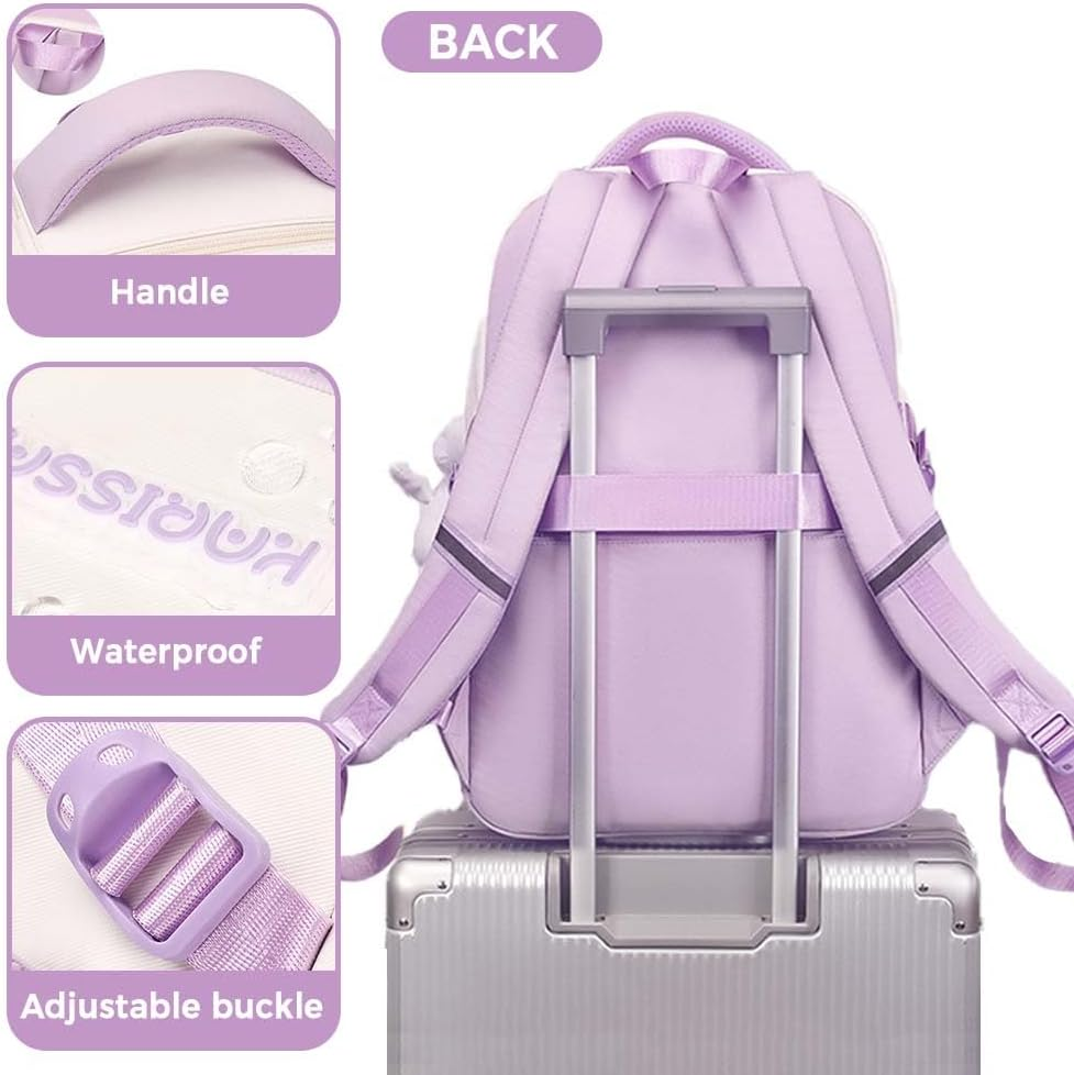 MININAI Womens Backpack for College Cute Aesthetic Large Capacity Laptop Backpack Kawaii Preppy Computer Daypack with Pendant image number 1