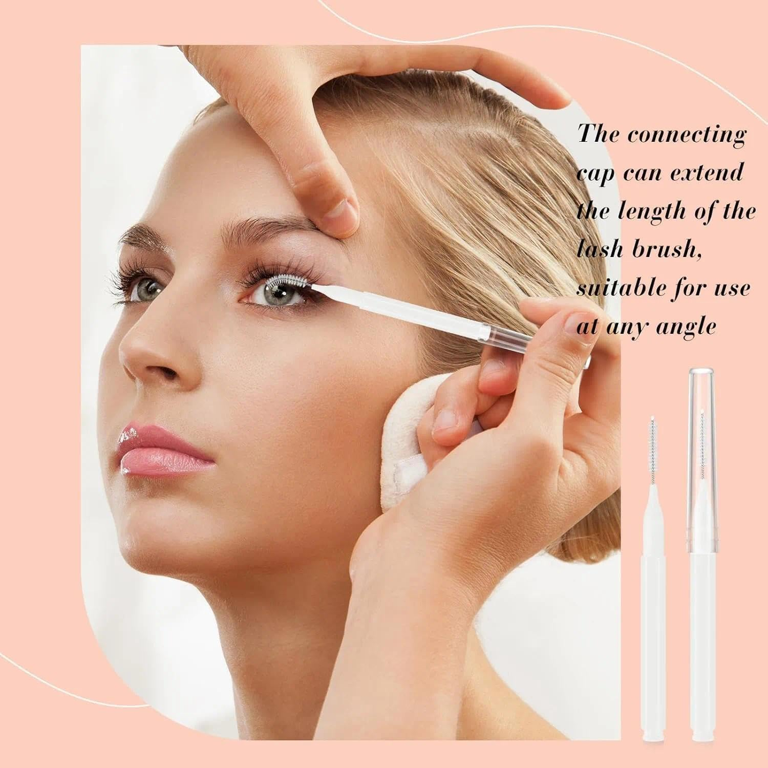 100 Pcs Micro Eyebrow & Eyelash Spoolie Brushes with Cap, Brow Lamination & Eyelash Extension Tools,Makeup Applicators & Comb Multifunctionaltool Kit for Professionals - Ruibex(White)