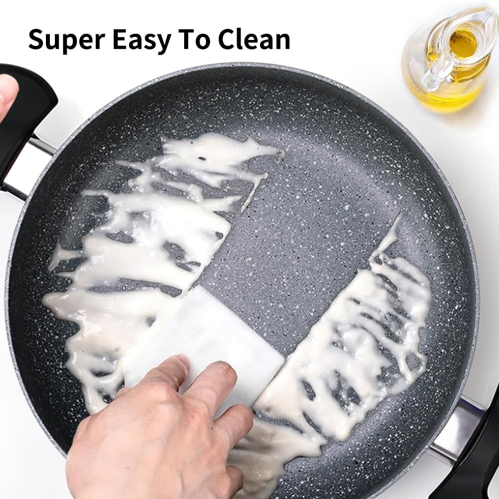 RELICE Nonstick Multipurpose Pasta Pot Saucepan with Glass Lid Two-Handled Kitchen Cookware for Soup Noodle Effortless Cleanup, Induction Comptable, PFOA Free 2025 New (3.6 Qt) 28Cm image number 4