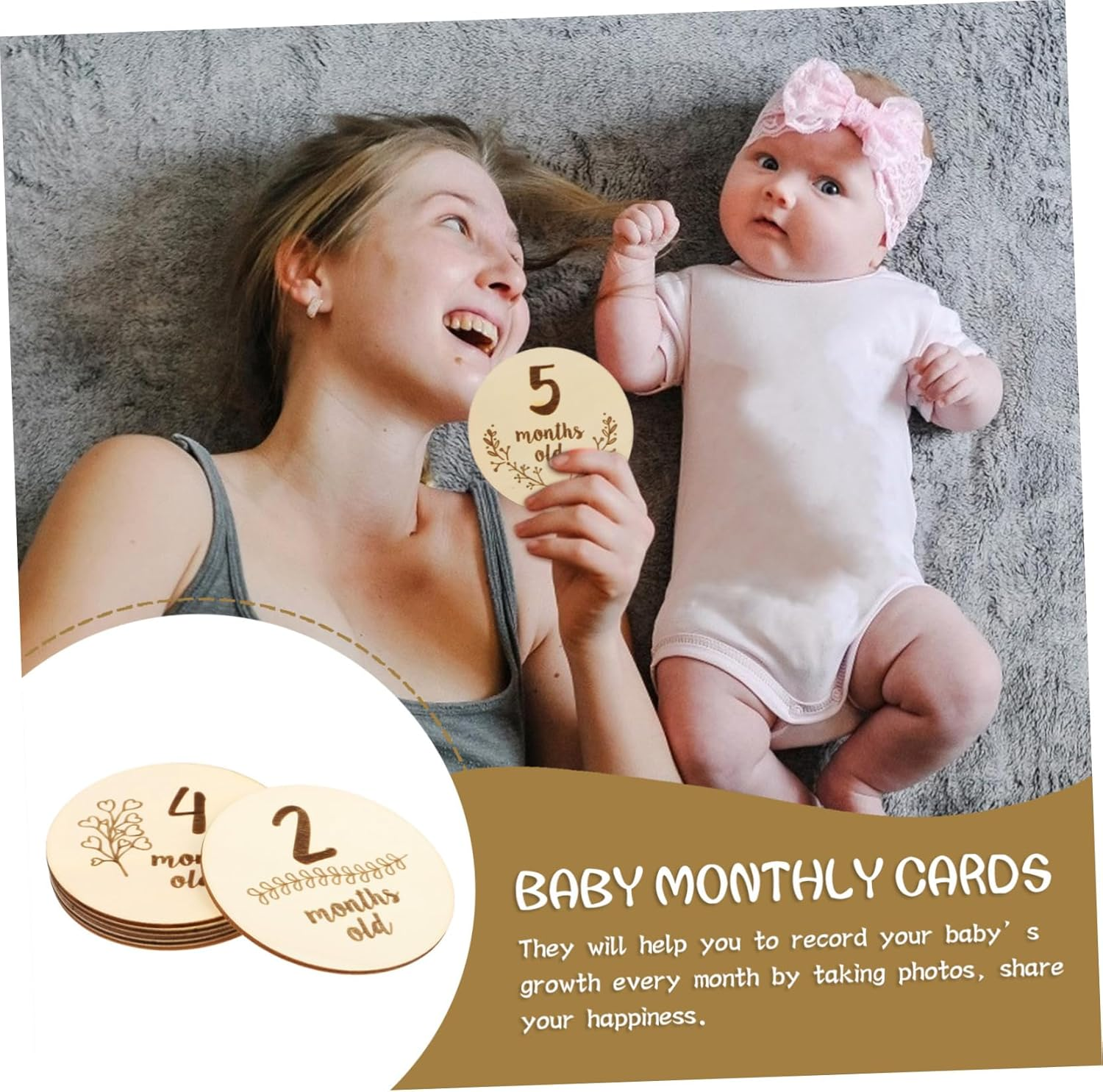 6Pcs Double-Sided Monthly Milestone Cards Chic Stylish Photo Props for Newborns Unique Designs with Safe Edges for Capturing Growth Milestones image number 6