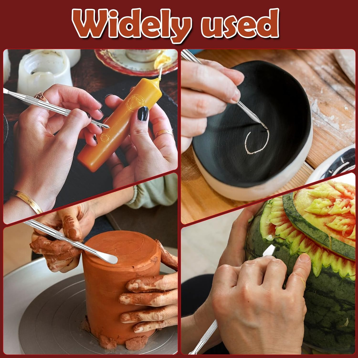 Wax Carving Tools Set, Stainless Steel Clay Sculpting Tools Double-Ended Pottery Carving Tools Wax Modeling Tools Dental Carvers Tools Wax Accessories Modeling Sculpting and Shaping(3 Styles) image number 3