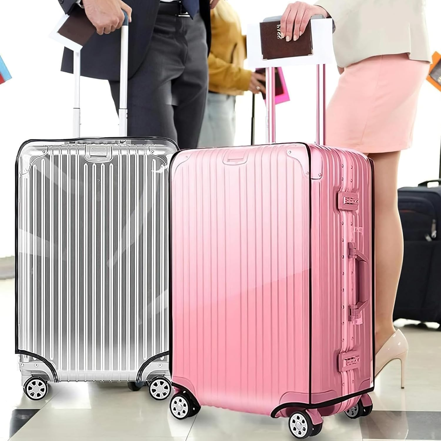 DAWNTREES Luggage Cover,28 Inch Clear PVC Suitcase Cover Protectors Luggage for Wheeled Suitcase,Travel Accessories (28Inch) image number 2