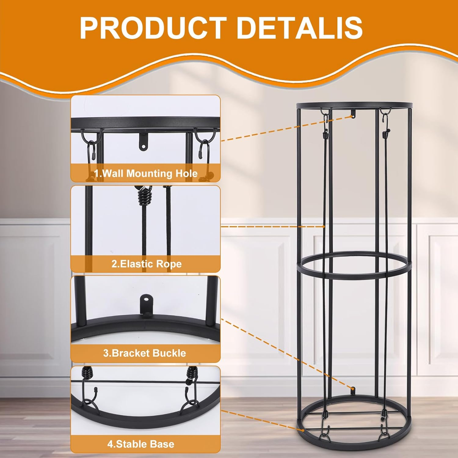 ZEMBSOYA Vertical Ball Storage Rack, Wall-Mounted Garage Sports Equipment Organizer for Basketball, Soccer and Volleyball. image number 2