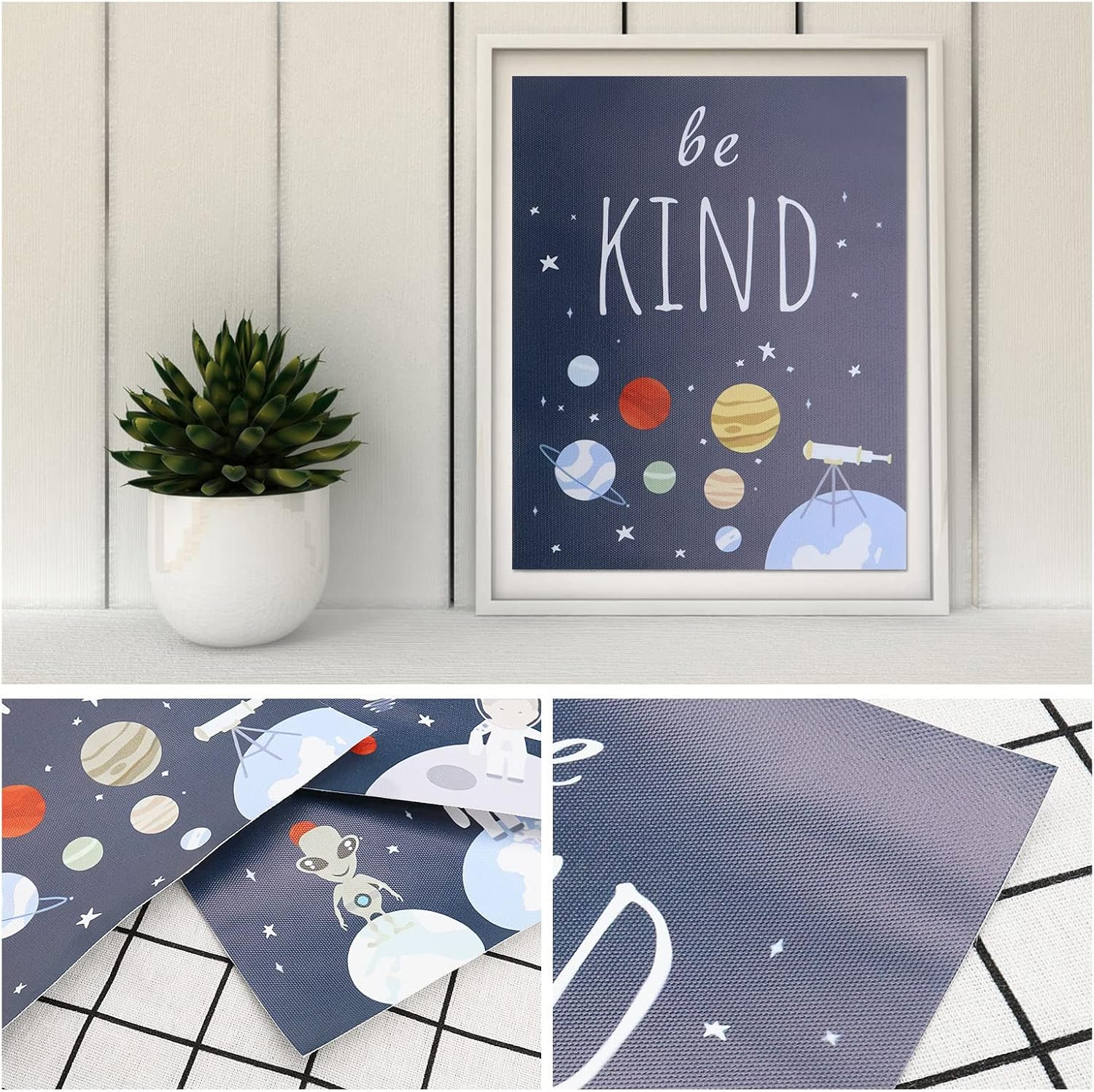 5Pcs Space Wall Prints Unframed Space Inspirational Posters 8 X 10 Inch Planet Motivational Quote Pictures for Playroom Bedroom Classroom Decor College Dorm image number 3