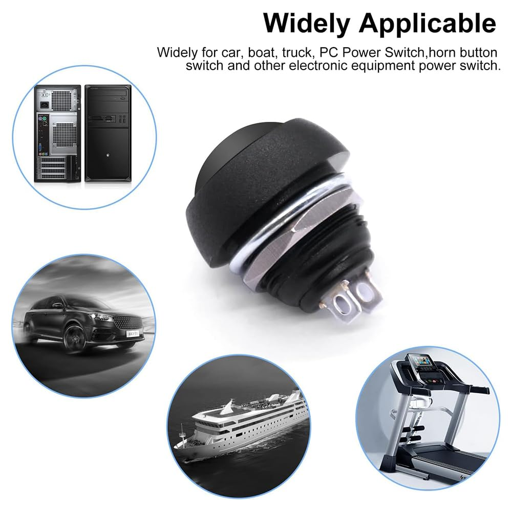 12Pcs PBS-33B 12Mm round Push Button Momentary Switch - SPST Waterproof Mini Switch 1A 250VAC Normally Open (NO) image number 6