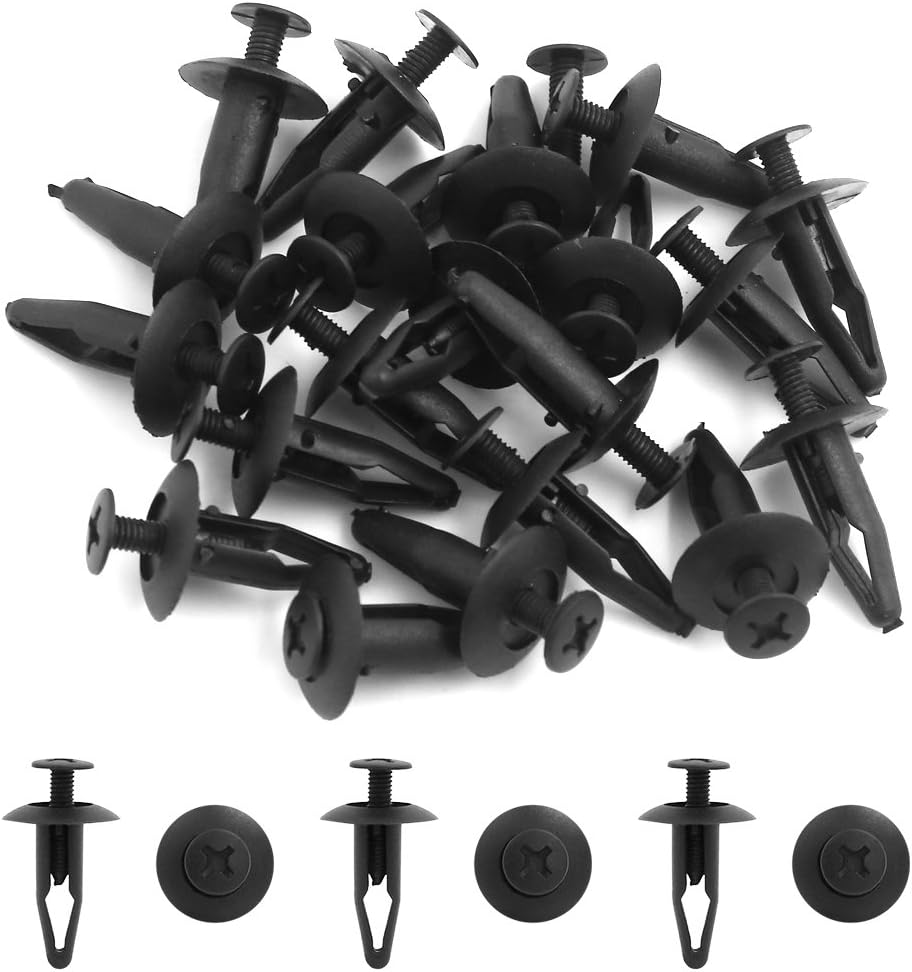 Uxcell 20PCS 7.5Mm Hole Plastic Rivets Fastener Push Clips Black for Car Auto Fender