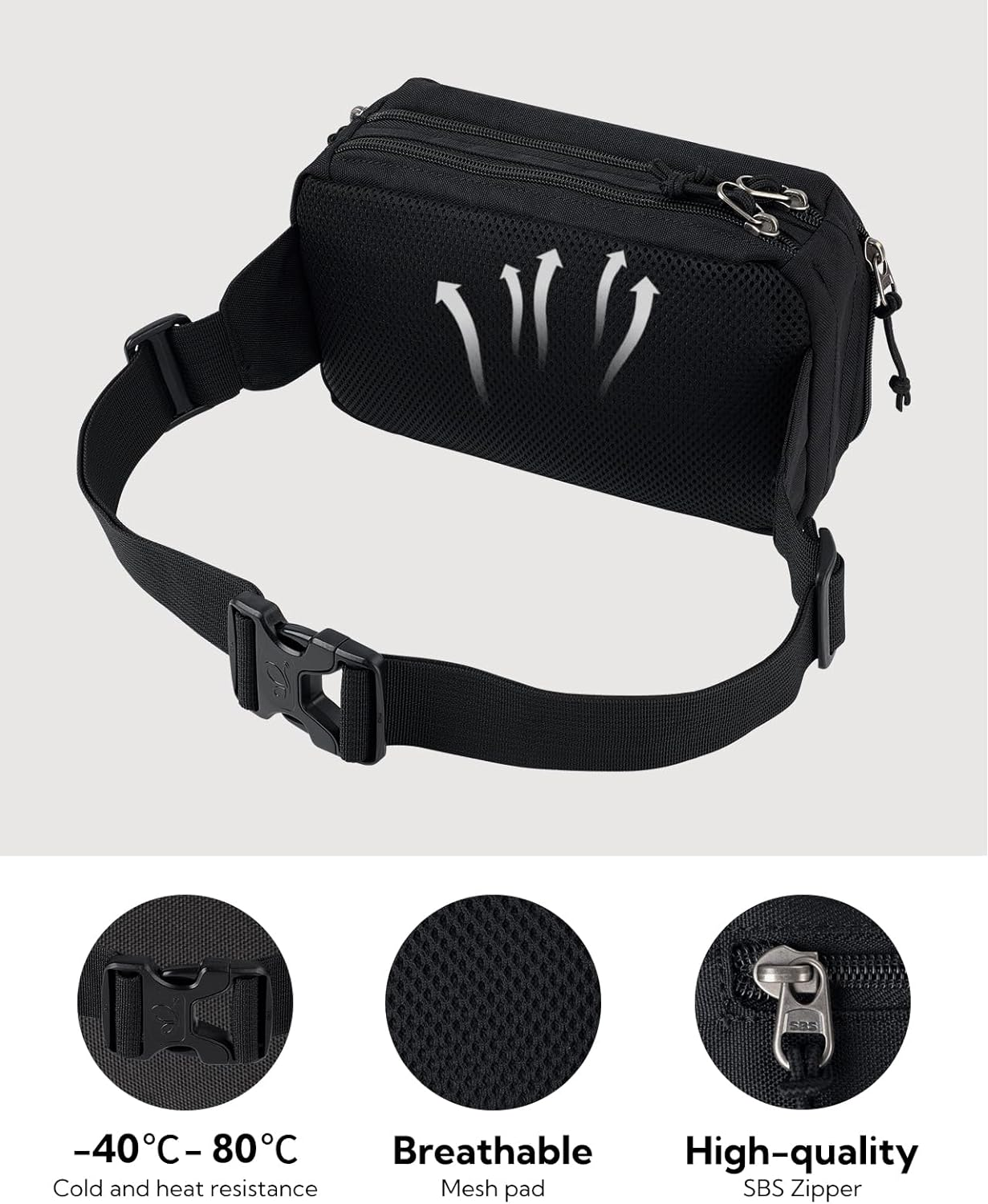 WATERFLY Large Crossbody Fanny Pack: Sports Walking Waist Bag Runner Belt Bum Bag Hip Fannie Pack Woman Man for Hiking Jogging image number 6