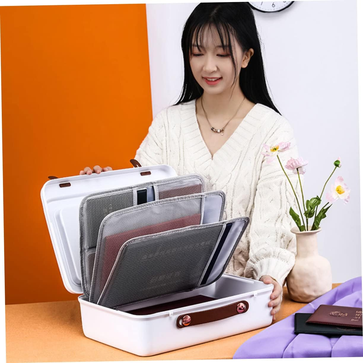 CAXUSD Id Storage Bag for Certificate and Document Box Multifunction File Case for Office Use Travel and Home Organization - Green image number 5