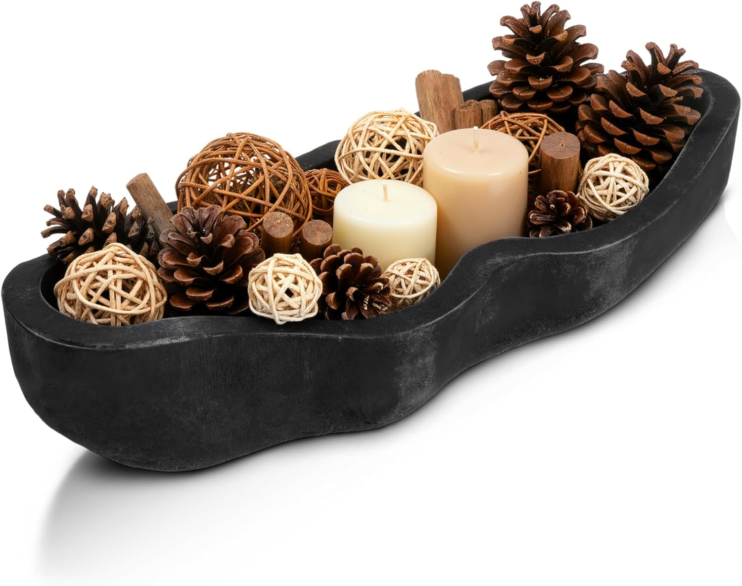 Nuogo 1 Pack 16 Inch Wavy Live Edge Dough Bowl Large Size Wood Rustic Dough Bowl Decorative for DIY Farmhouse Home Supplies Kitchen Decoration(Light Color)