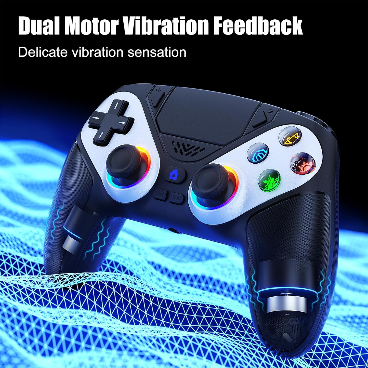 FOIRCEADAL RGB Wireless Controller for PS5/PC, 6-Axis Motion and Marco/Turbo/Vibration Function, Speaker with 3.5Mm Audio Jack for P5 Pro/Slim image number 5